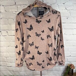 Love Maternity Butterfly‎ Print Hoodie in Pink